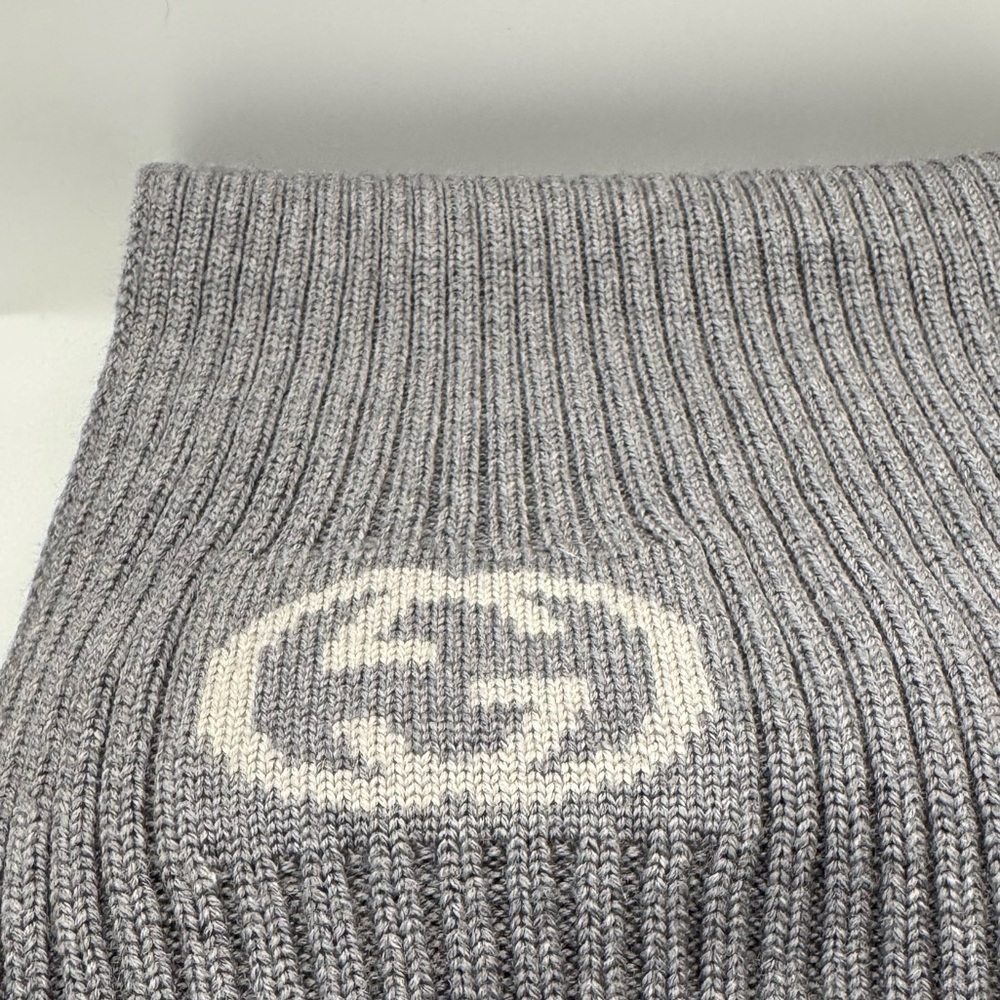 Gucci GG Logo Scarf Wool Silk Blend Authentic - Picture 2 of 4